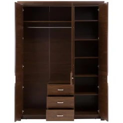 Szafa z drążkiem półkami i szufladami ciemny brąz PARIS