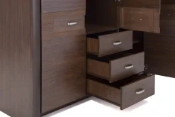 Szafa z drążkiem półkami i szufladami ciemny brąz PARIS