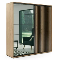 Szafa z lamelami i lustrem LIMA 200 cm