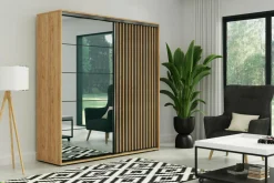 Szafa z lamelami i lustrem LIMA 200 cm