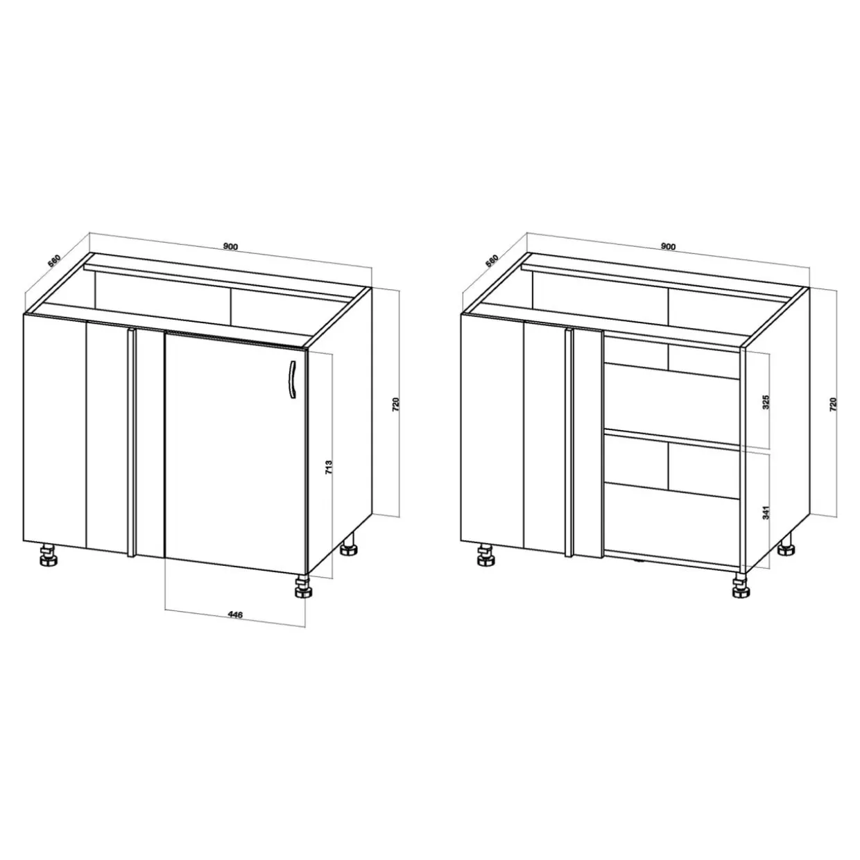 Szafka dolna narożna BASIC PLUS BP/DNLP clay grey