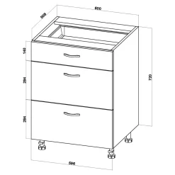 Szafka dolna z szufladami BASIC PLUS BP/D60SR3 clay grey