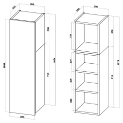 Szafka górna wysoka BASIC PLUS BPMI/30-1F (72+36/1F) dark rockfort hickory