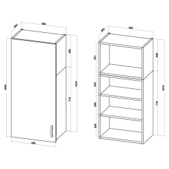 Szafka górna wysoka BASIC PLUS BPMI/50-1F (72+36/1F) dark rockfort hickory