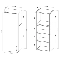 Szafka górna wysoka BASIC PLUS BPMI/40-1F (72+36/1F) dark rockfort hickory