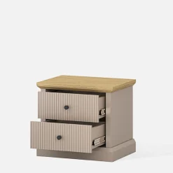 Szafka nocna z szufladami IDELLO taupe dąb kamienny