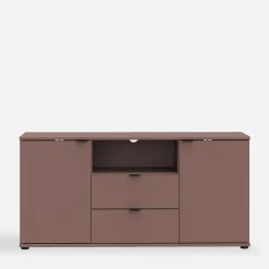 Szafka RTV 2-drzwiowa z szufladami i wnęką GANYMEDE ceglasty