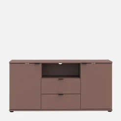 Szafka RTV 2-drzwiowa z szufladami i wnęką GANYMEDE ceglasty