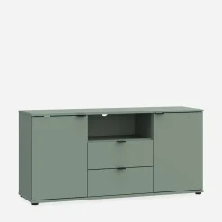 Szafka RTV 2-drzwiowa z szufladami i wnęką GANYMEDE szałwia