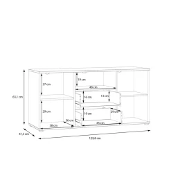Szafka RTV 2-drzwiowa z szufladami i wnęką GANYMEDE szałwia