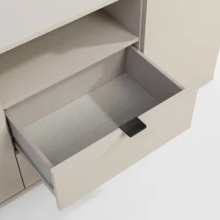 Szafka RTV 2-drzwiowa z szufladami i wnęką GANYMEDE jasny beż