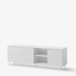 Szafka RTV MILA na metalowych nóżkach biała