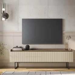 Szafka RTV ryflowana z oświetleniem LAGO 192 cm