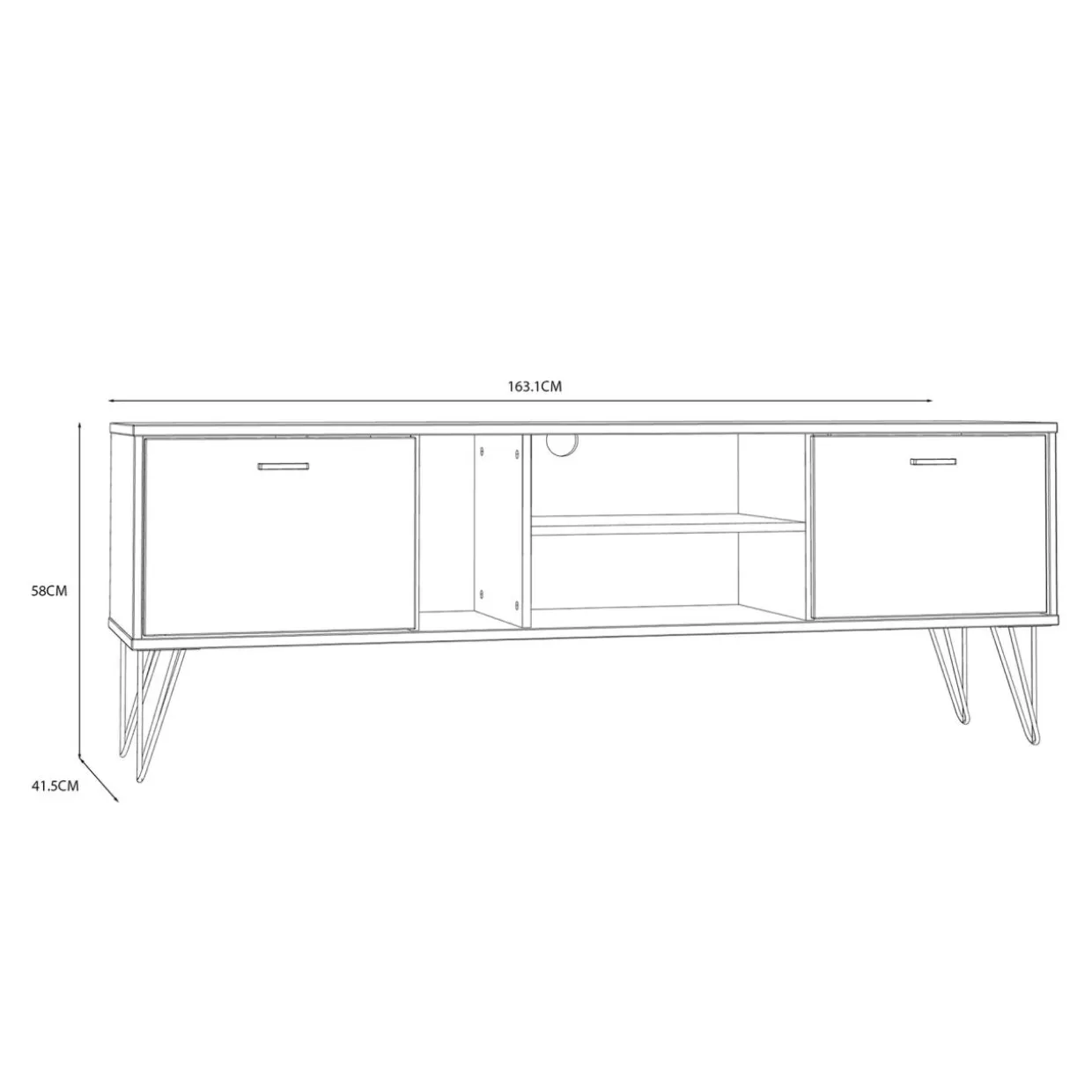 Szafka RTV szeroka z wysokimi nóżkami NEYLE