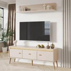 Szafka RTV z oświetleniem LORENA 155 cm kaszmir