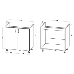 Szafka stojąca pod zlewozmywak BASIC PLUS BP/D80Z smoke green