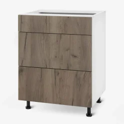 Szafka stojąca z szufladami BASIC PLUS BP/D60S3 dark rockfort hickory