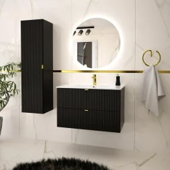 Szafka umywalkowa czarny mat BELT 80 cm