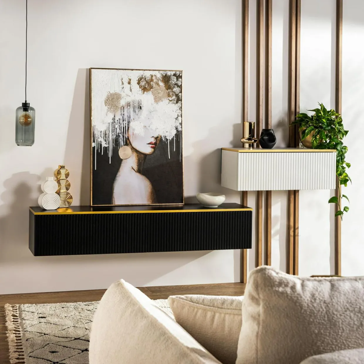 Szafka wisząca czarna GOLD 160 cm