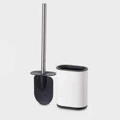 Szczotka z tworzywa do WC z pojemnikiem biała