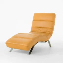 Szezlong skórzany musztardowy SWING