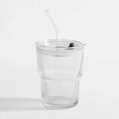 Szklanka ze słomką i pokrywką 350 ml