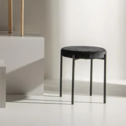 Taboret welurowy czarny ARGINO