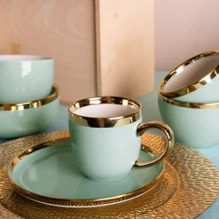 Talerz deserowy jasna zieleń AURORA GOLD 20 cm