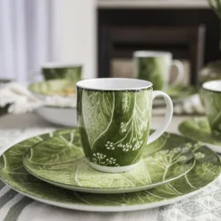 Talerz deserowy zielony CZTERY PORY ROKU 20,5 cm