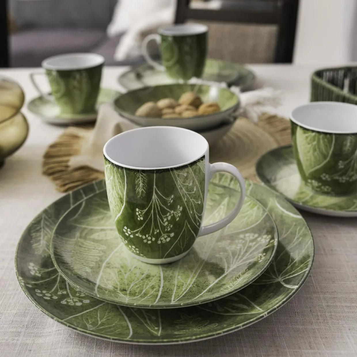 Talerz deserowy zielony CZTERY PORY ROKU 20,5 cm