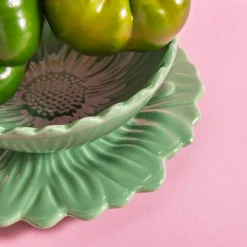 Talerz deserowy zielony kwiatek 21 cm