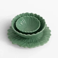 Talerz deserowy zielony kwiatek 21 cm