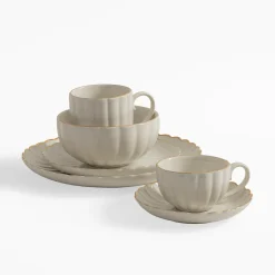 Talerz obiadowy porcelanowy ZŁOTY RANT 26,6 cm