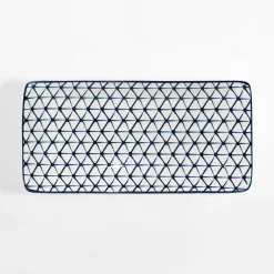 Talerz prostokątny biało-niebieski ALORA 25x12 cm