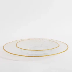 Talerz szklany ze złotym rantem 31 cm