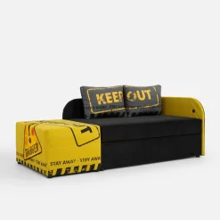 Tapczan młodzieżowy szaro-żółty PIXI lewy