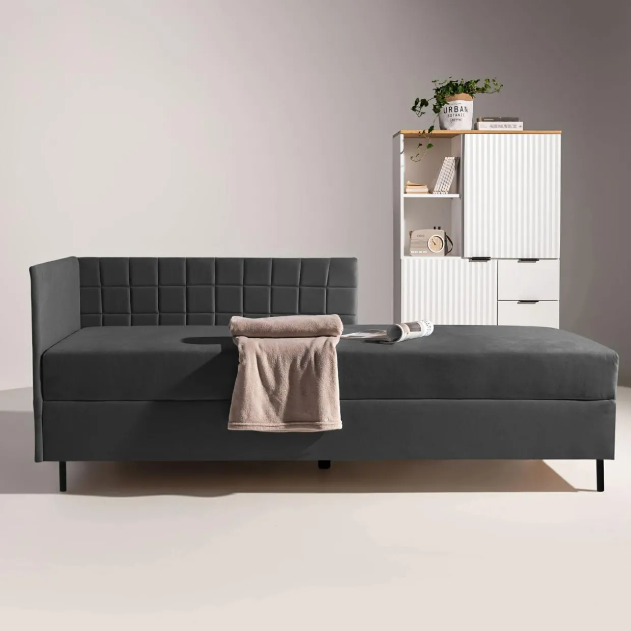 Tapczan narożny szary MARIO 90x200 cm