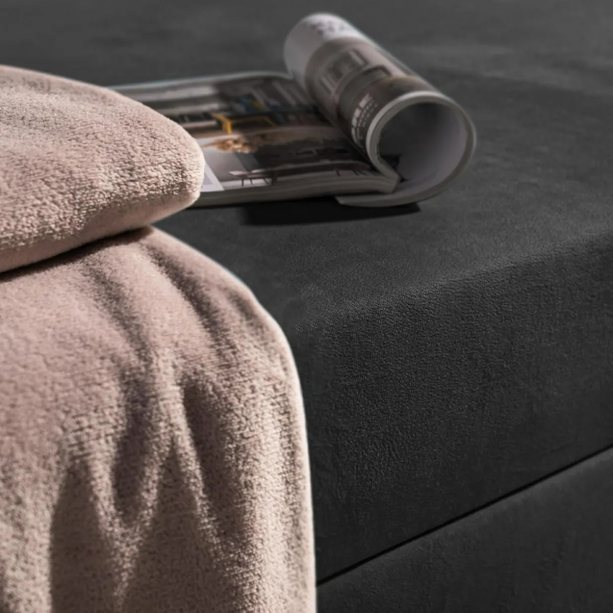 Tapczan narożny szary MARIO 90x200 cm