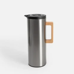 Termos z drewnianym uchwytem srebrny 1l