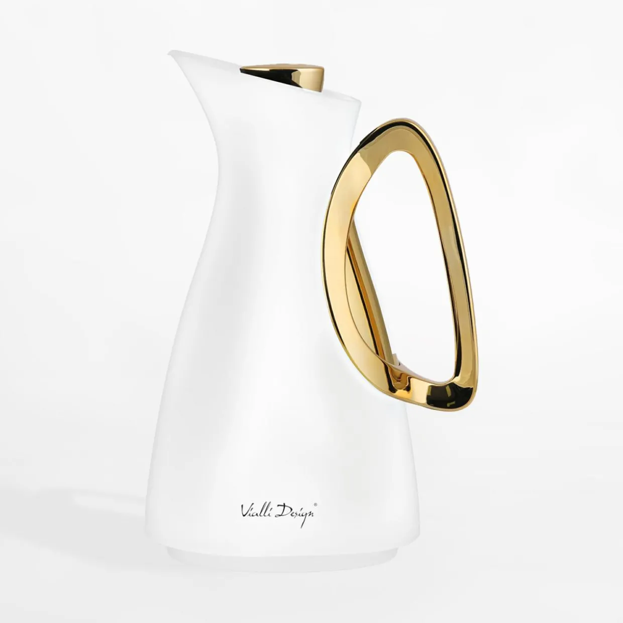 Termos ze szklanym wkładem, biało-złoty ALESSIA 1 l