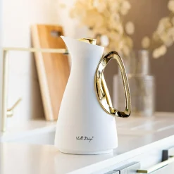 Termos ze szklanym wkładem, biało-złoty ALESSIA 1 l