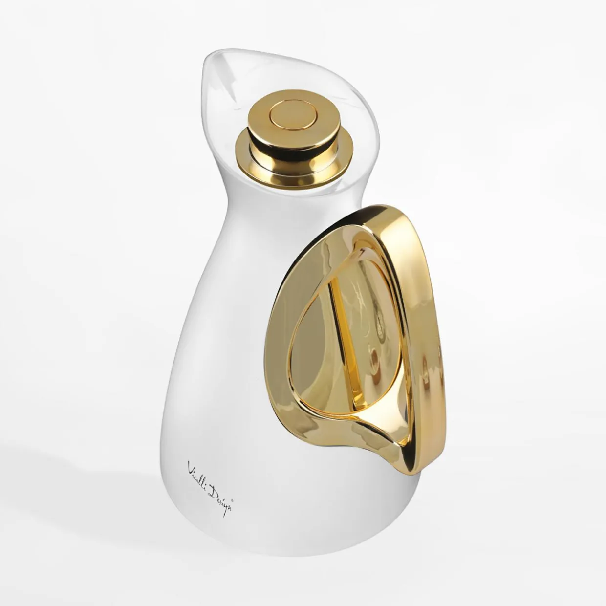 Termos ze szklanym wkładem, biało-złoty ALESSIA 1 l