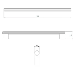 Uchwyt długi czarny PORTO STRIPES 18,7 cm
