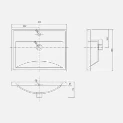 Umywalka wpuszczana w blat NANU 60 cm