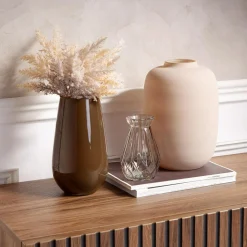 Wazon szklany brązowy 23 cm