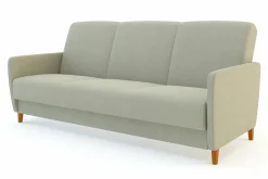 Wersalka beżowa z nóżkami z jasnego drewna METEO