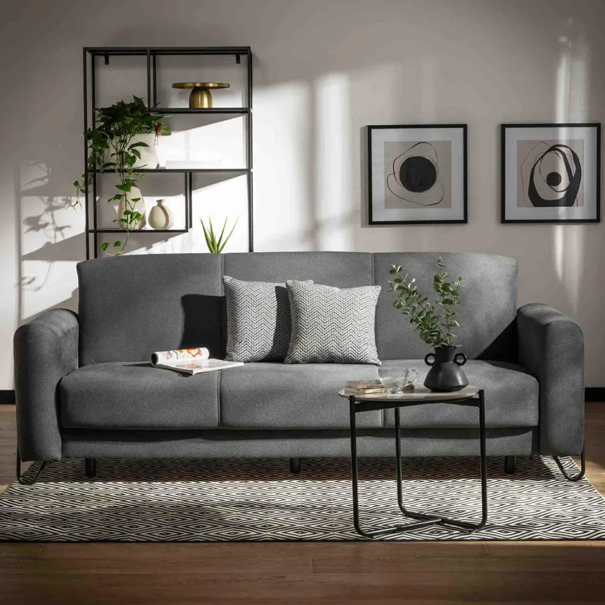 Wersalka szara z poduszkami ELIS