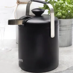 Wiaderko do lodu ze szczypcami czarne LUGO 1,3 l