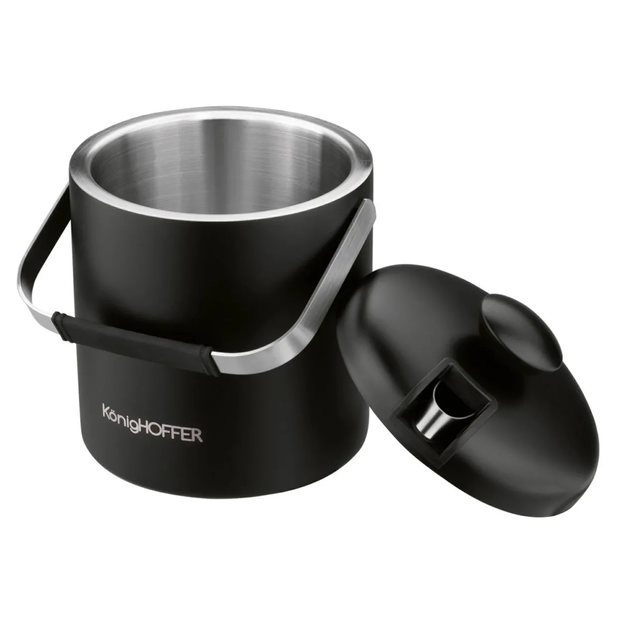 Wiaderko do lodu ze szczypcami czarne LUGO 1,3 l