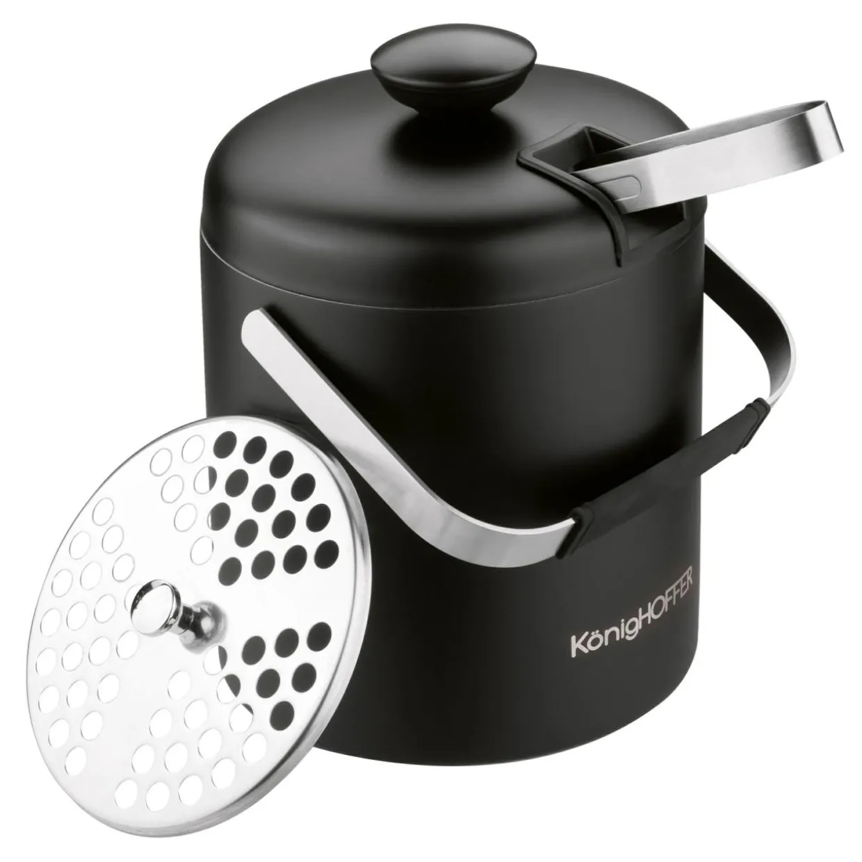 Wiaderko do lodu ze szczypcami czarne LUGO 1,3 l